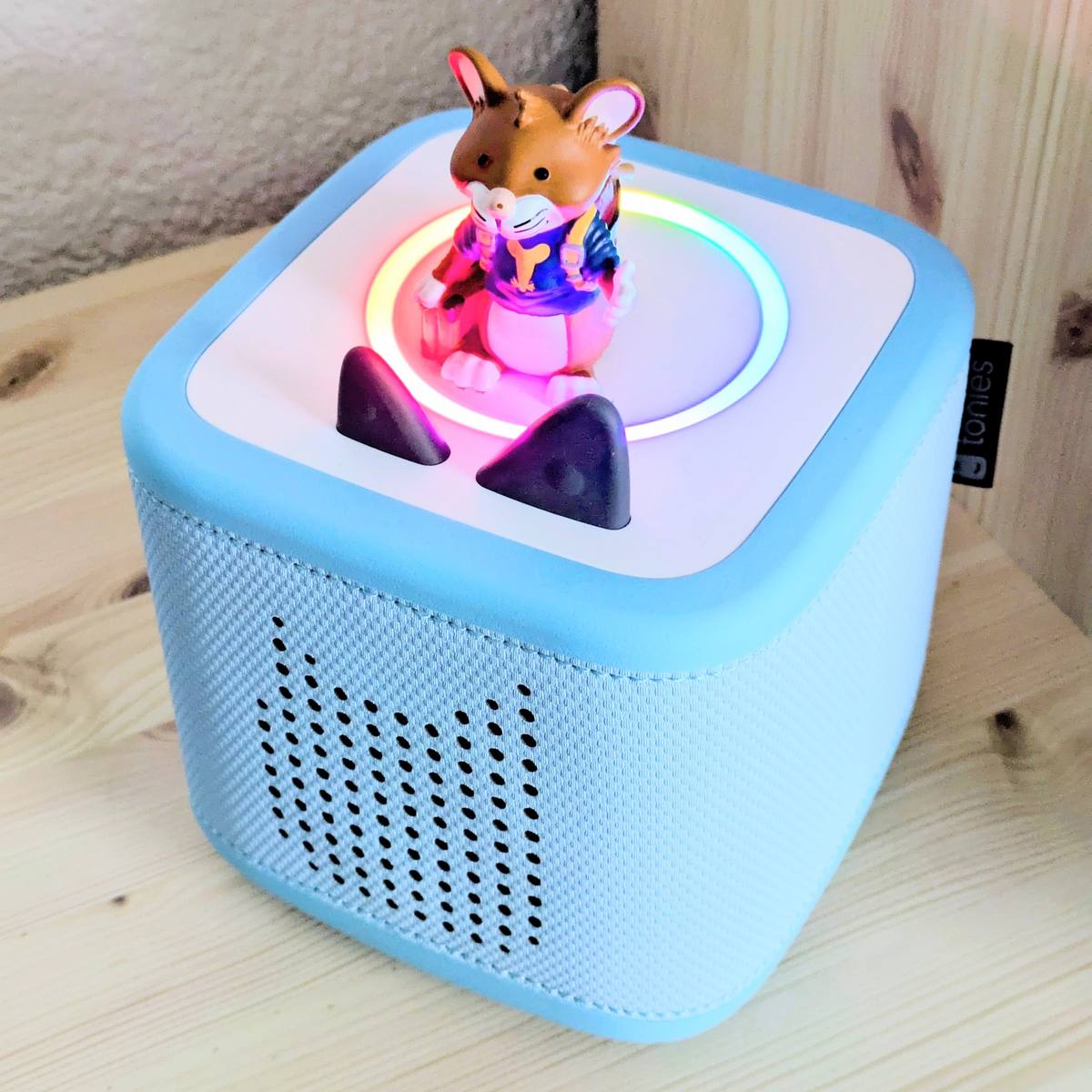 Blaue Toniebox mit Fuchs-Figur